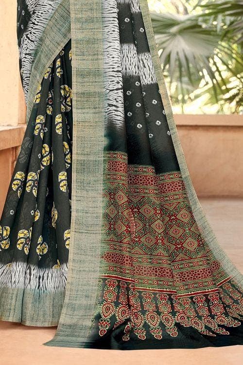 Linen Saree Grey And Black Printed Linen Saree saree online