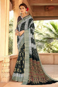 Linen Saree Grey And Black Printed Linen Saree saree online