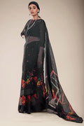 black linen saree 