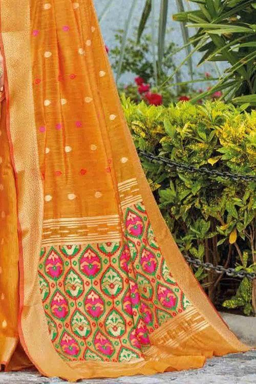 Linen Saree Honey Orange Linen Saree saree online