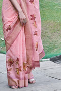 Linen Saree Illusion Pink Printed Linen Saree saree online