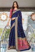 Linen Saree Indigo Blue Linen Saree saree online