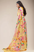 yellow linen sari online 