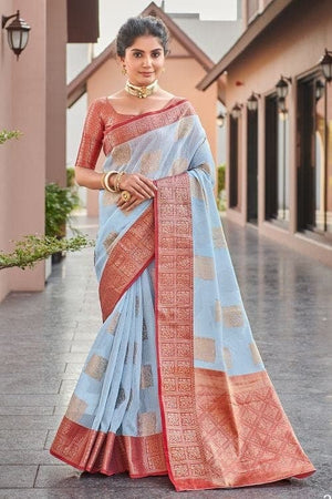 Linen Saree Light Blue Linen Saree saree online