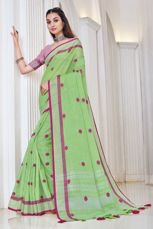 Linen Saree Light Green Linen Saree saree online