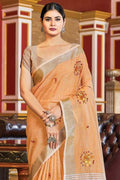 Linen Saree Light Pumpkin Orange Linen Saree saree online