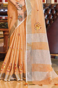 Linen Saree Light Pumpkin Orange Linen Saree saree online