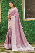 purple linen saree