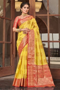 Linen Saree Lily Yellow Linen Saree saree online