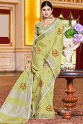 Linen Saree Lime Green Linen Saree saree online