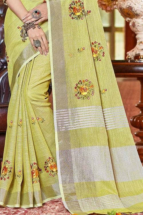 Linen Saree Lime Green Linen Saree saree online
