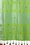 Linen Saree Lime Green Linen Saree With Mirror Work saree online