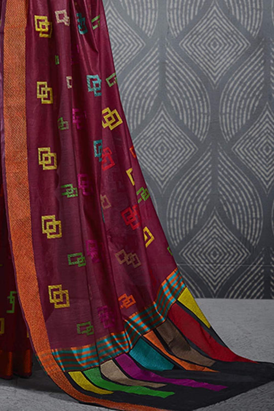 Linen Saree Maroon Linen Saree saree online
