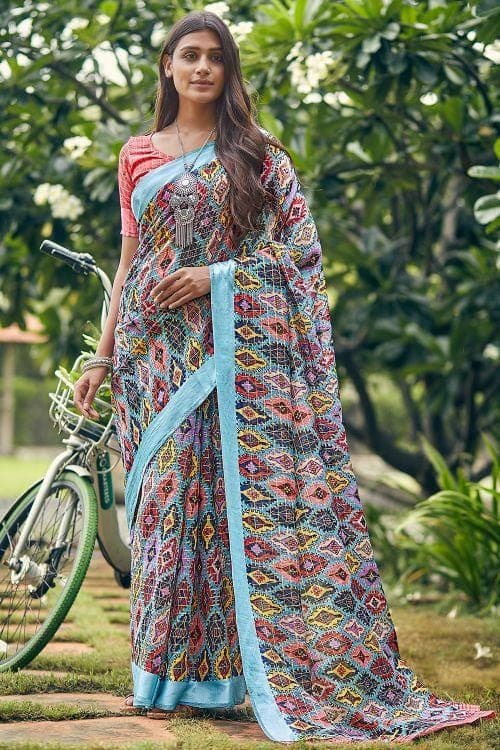 Linen Saree Maya Blue Linen Saree saree online