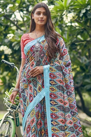 Maya Blue Linen Blend Saree