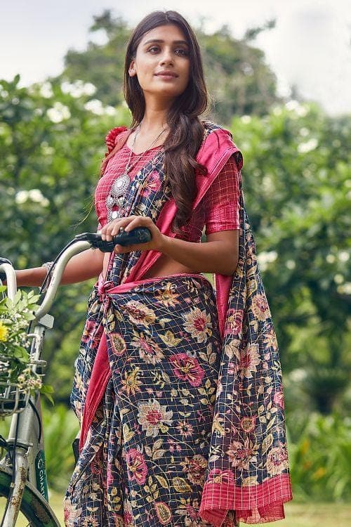 Linen Saree Midnight Blue Linen Saree saree online