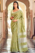 Linen Saree Moss Green Linen Saree saree online