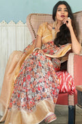 Linen Saree Multi Color Digital Printed Linen Saree saree online