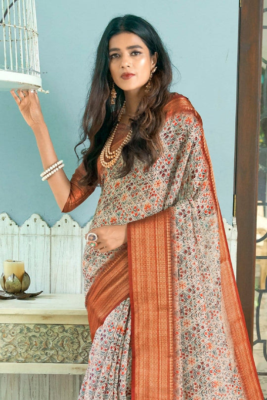 Linen Saree Multi Color Digital Printed Linen Saree saree online