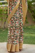 Linen Saree Multicolor Digital Printed Linen Saree saree online