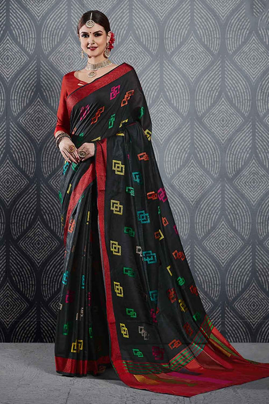 Linen Saree Onyx Black Linen Saree saree online