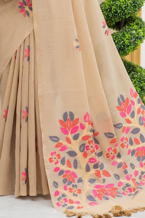 Peach Linen Blend Saree