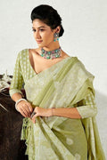 Linen Saree Pear Green Linen Saree saree online