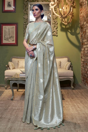 Pearl River Grey Linen Blend Saree