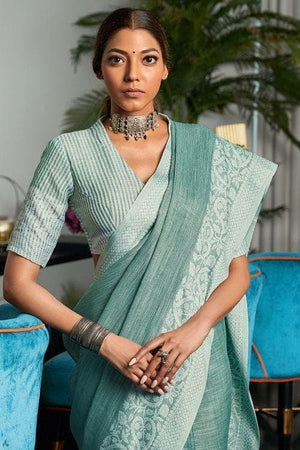 Pewter Grey Linen Blend Saree