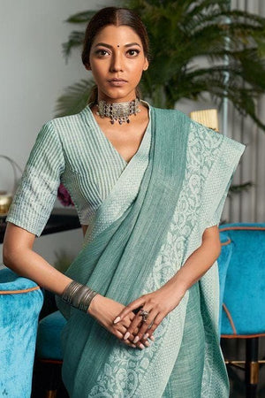 Pewter Grey Linen Saree