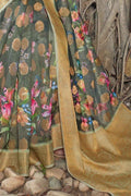 Linen Saree Pewter Grey Zari Woven Linen Saree saree online