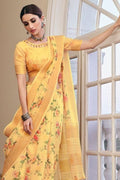 Linen Saree Pineapple Yellow Linen Saree saree online