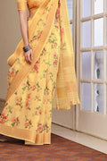 Linen Saree Pineapple Yellow Linen Saree saree online