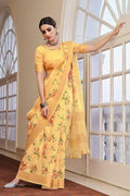 Linen Saree Pineapple Yellow Linen Saree saree online