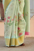 Linen Saree Pistachio Green Linen Saree saree online