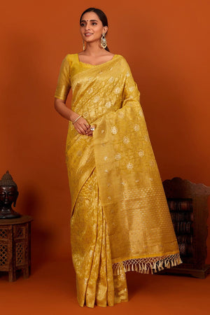 Primrose Yellow Linen Blend Saree