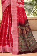 Linen Saree Raspberry Red Printed Linen Saree saree online