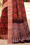 Linen Saree Red Printed Linen Saree saree online