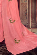 Linen Saree Rose Pink Embroidered Linen Saree saree online