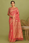 Linen Saree Rose Red Linen Saree saree online