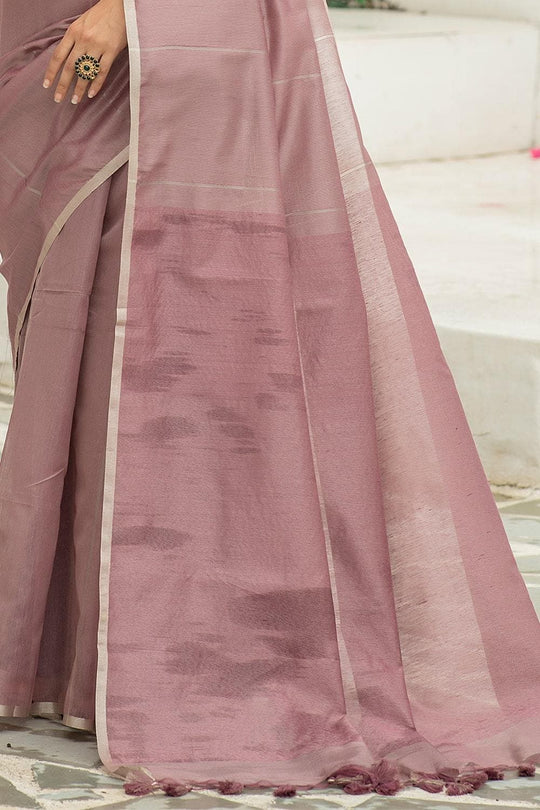 Rosy Brown Linen Blend Saree