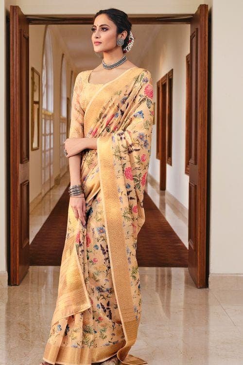 Linen Saree Royal Yellow Linen Saree saree online