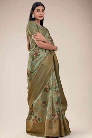 Sage Green Digital Printed Saree