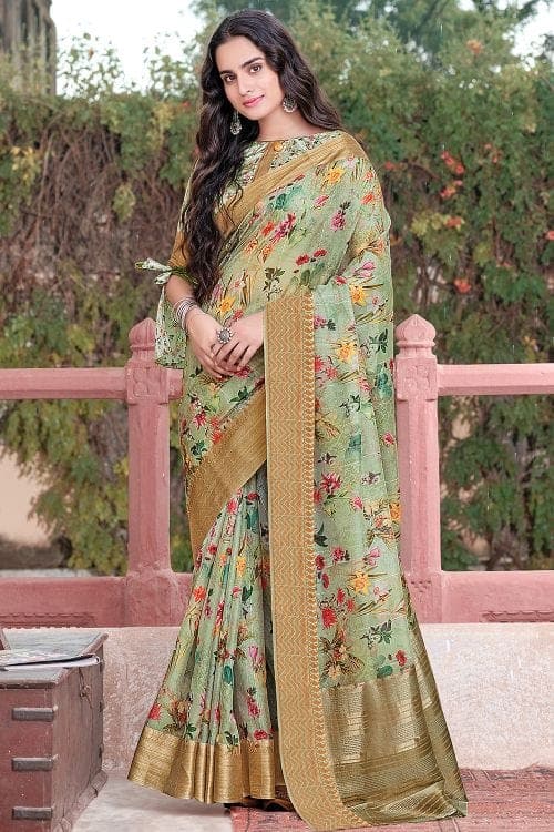 Linen Saree Sage Green Linen Saree saree online