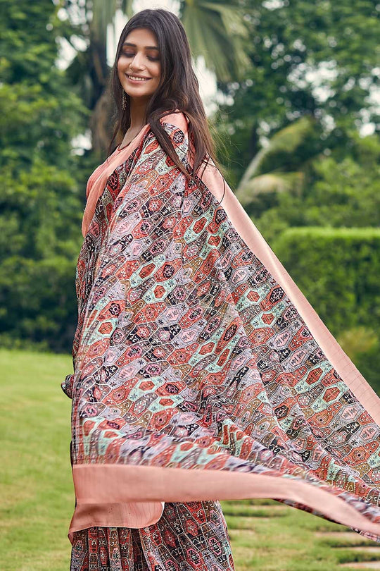 Linen Saree Salmon Pink Linen Saree saree online