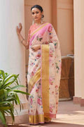 Linen Saree Salt White Linen Saree saree online