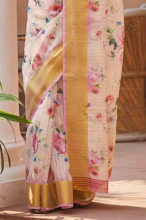 Linen Saree Salt White Linen Saree saree online