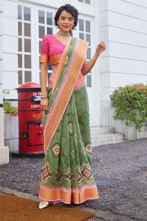 Linen Saree Sea Green Linen Saree saree online