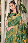 Linen Saree Sea Green Zari Woven Linen Saree saree online