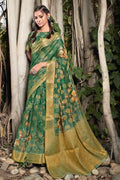 Linen Saree Sea Green Zari Woven Linen Saree saree online